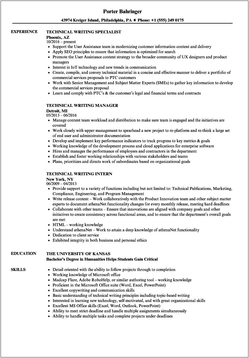 Help With Writing A Resume Sample