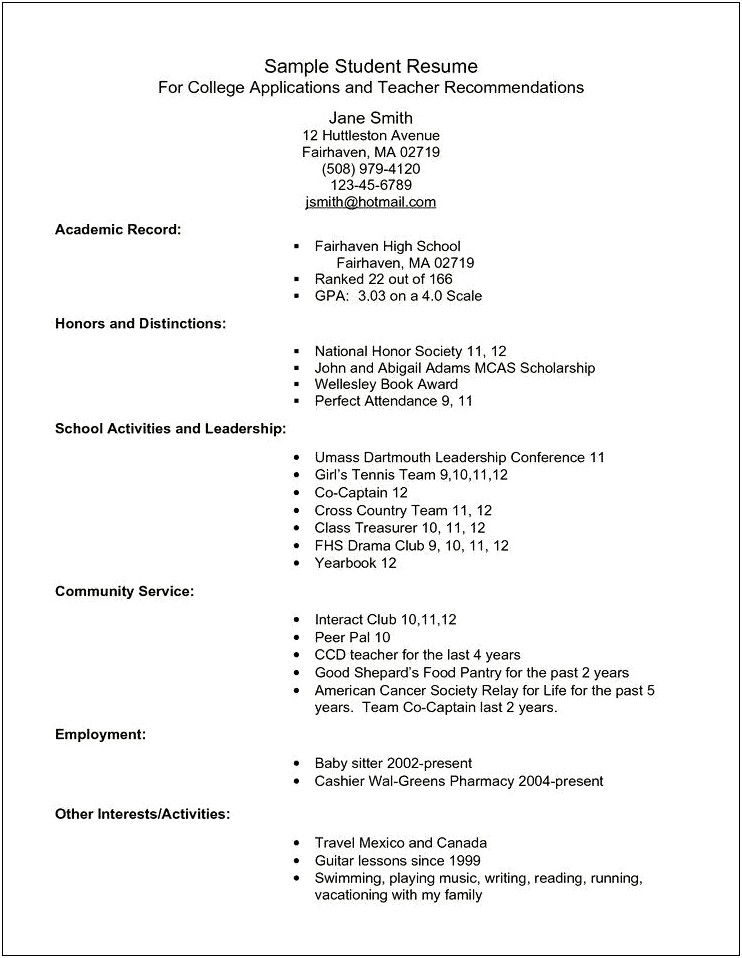 High School Clubs To Add On Mba Resume