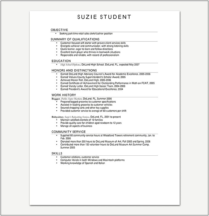 High School Diploma Job Description Resume