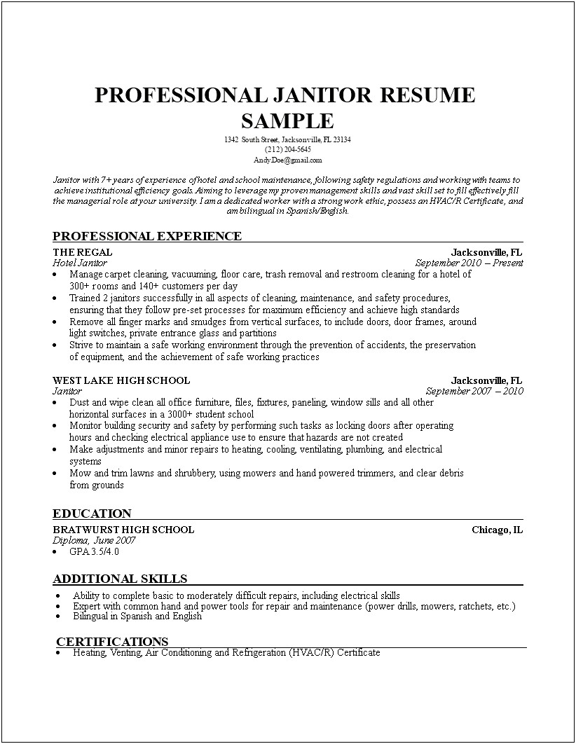 High School Electrical Skills Basic Resume