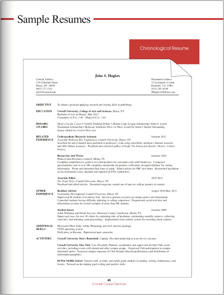 High School Informal Resume For College