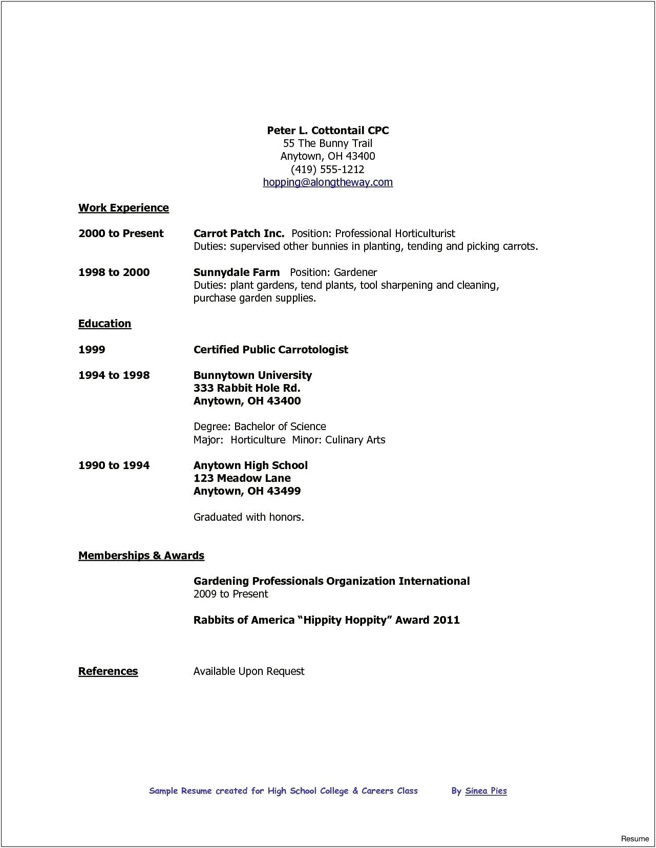 High School Student Resume Template For Job