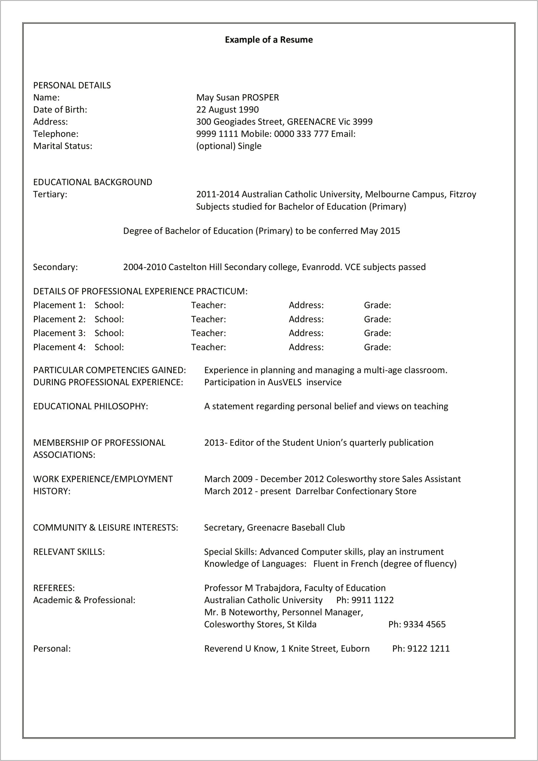 High School Teacher Resume Examples 2014