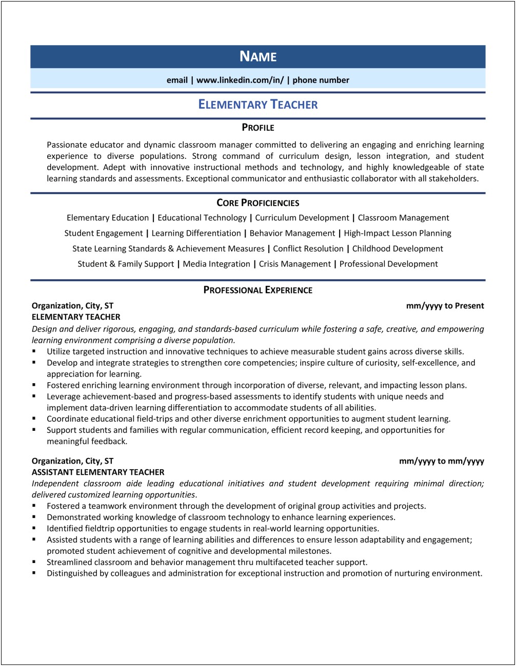 High School Teacher Resume Template Free