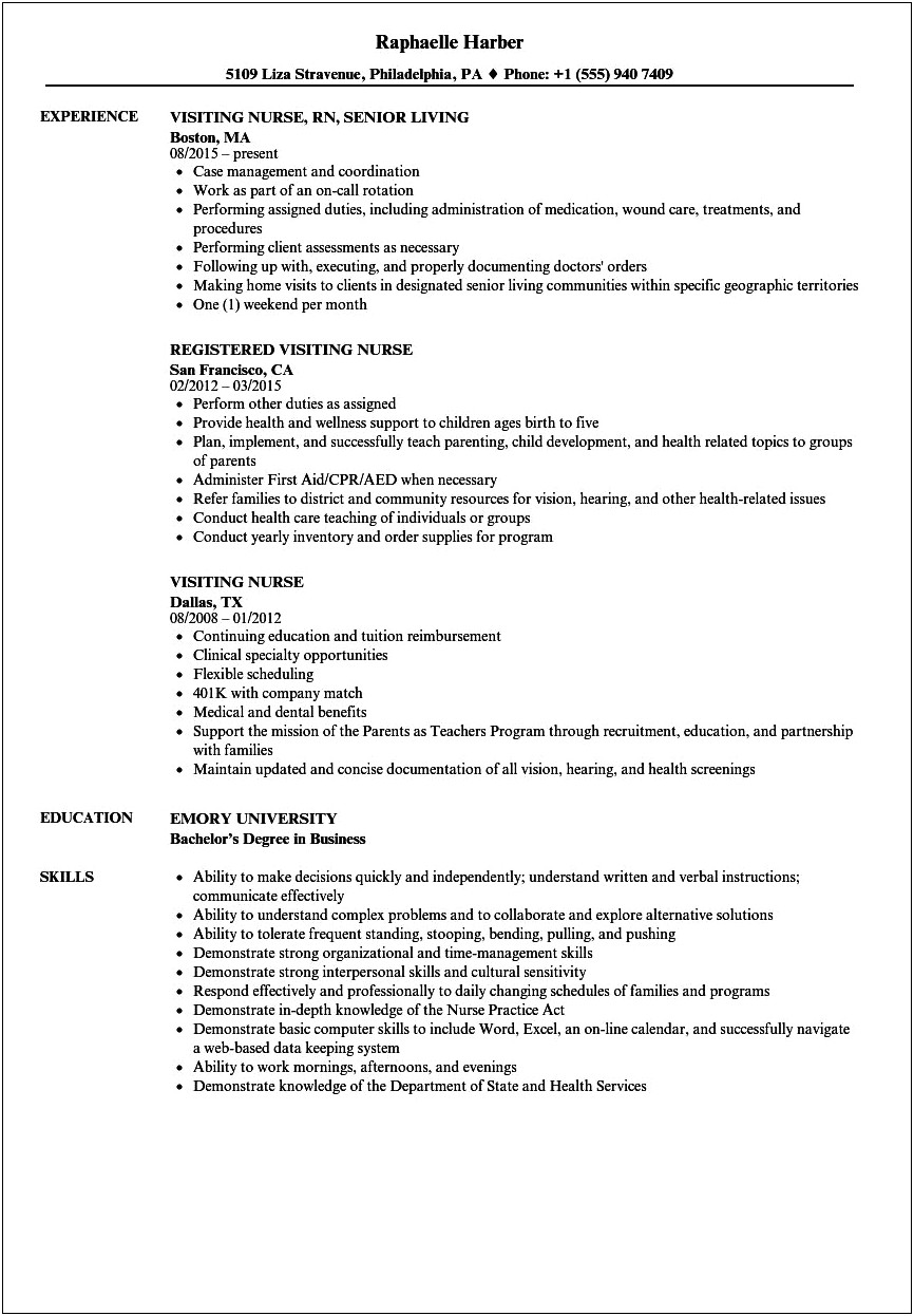 Home Care Nurse Job Description Resume