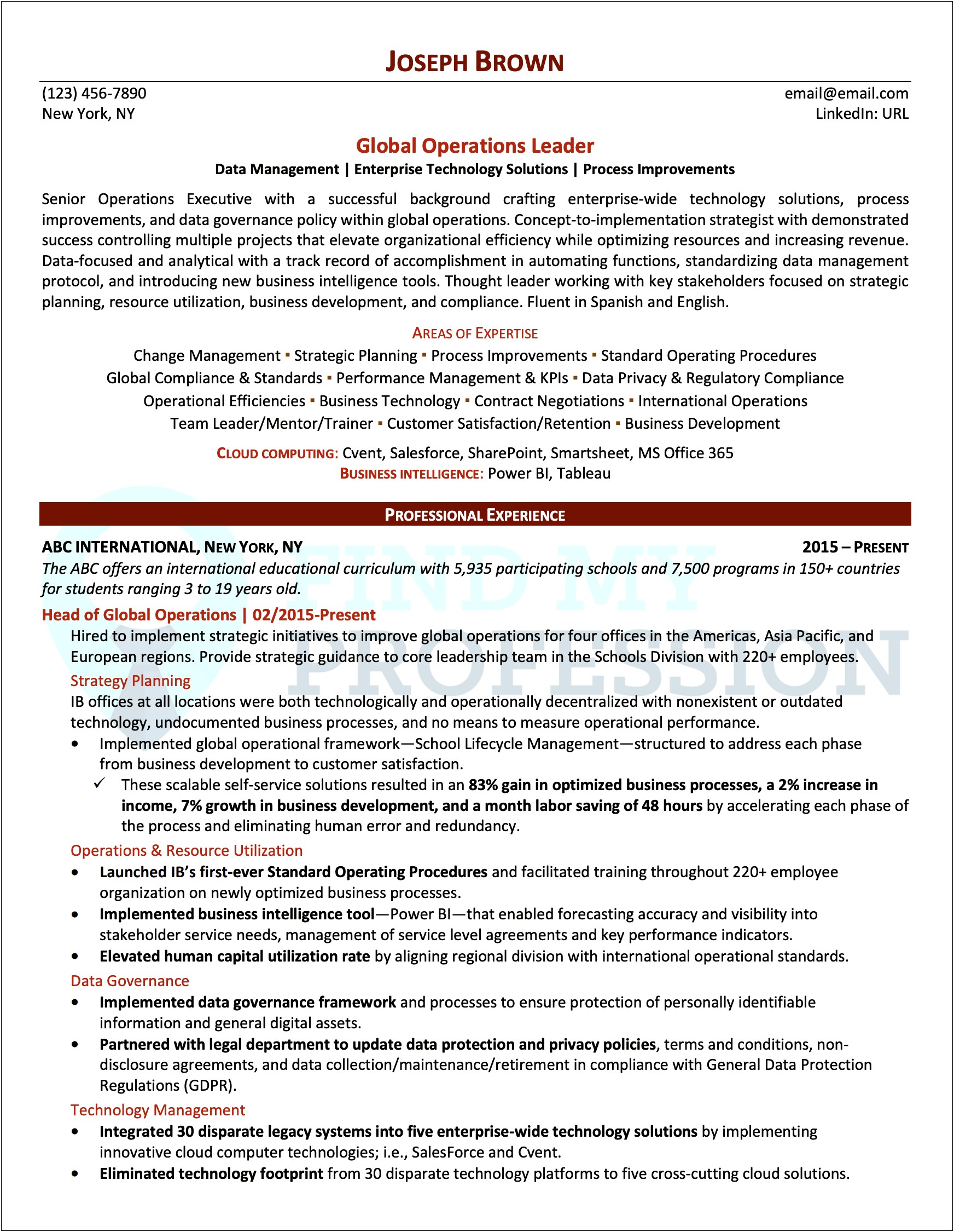 Hospital Chief Operating Officer Resume Objective