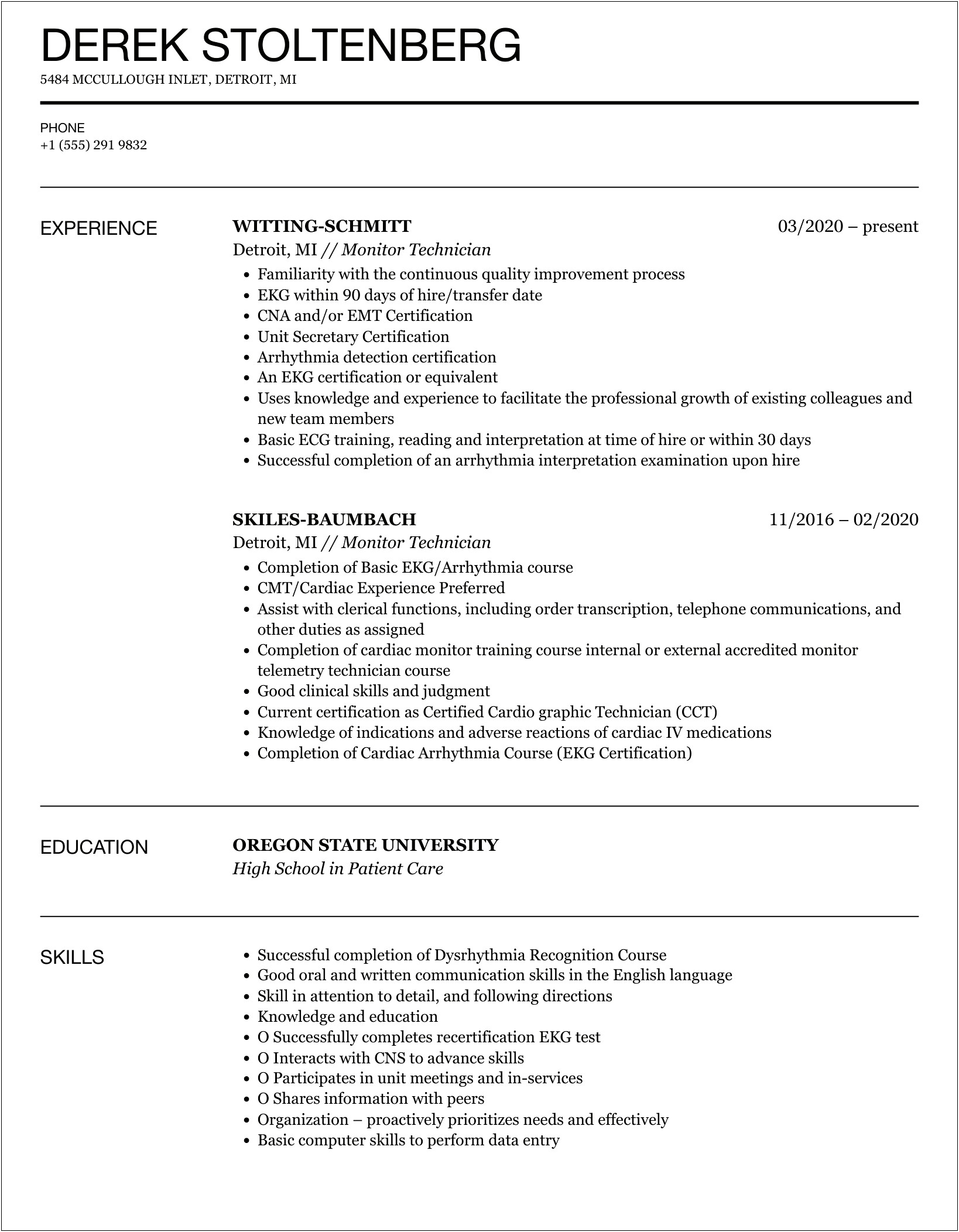 Hot Word Performing Ekg On Resume