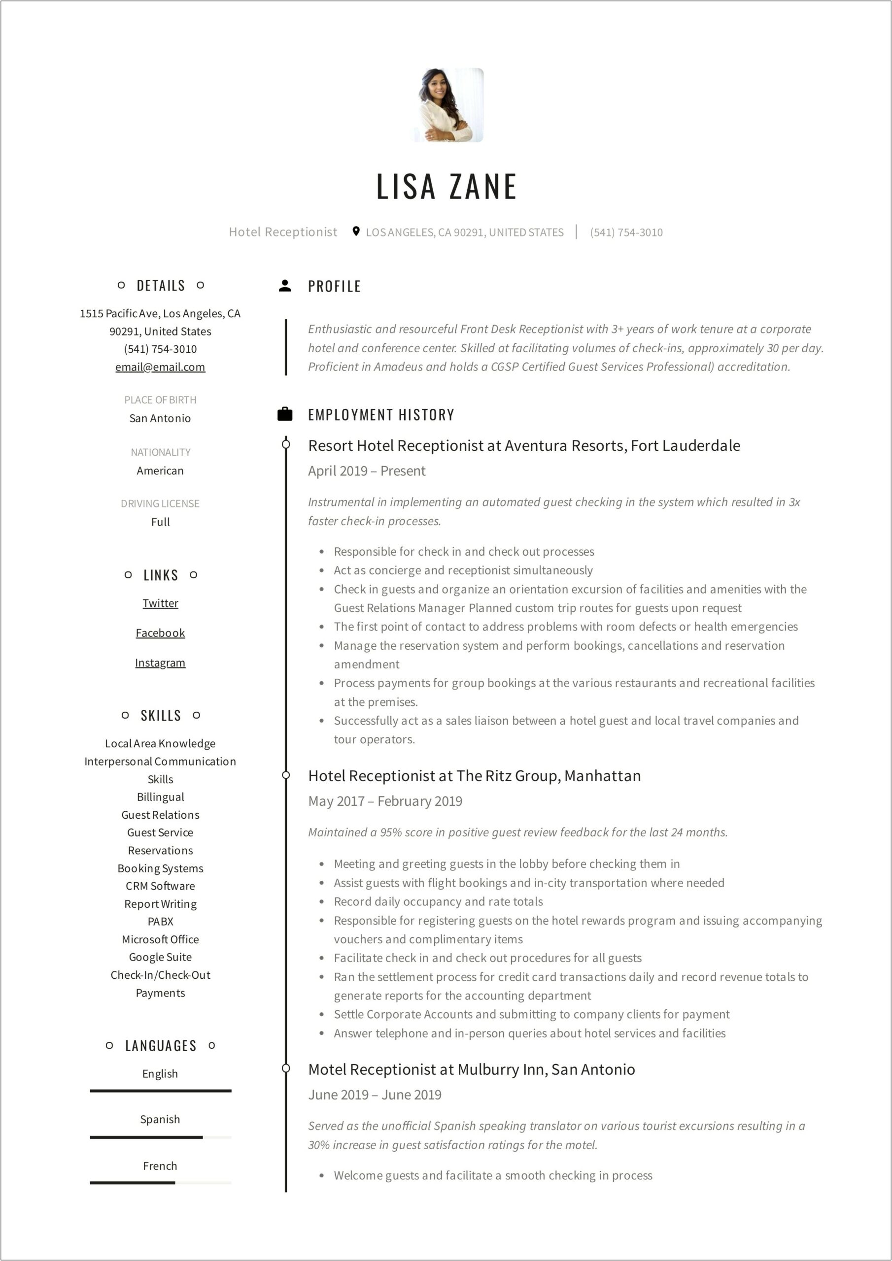 Hotel Engineer Job Description For Resume