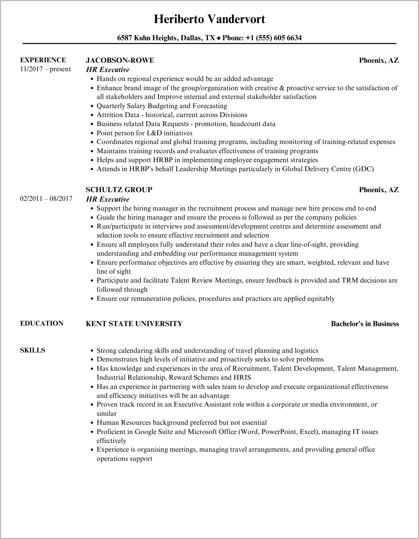 Hr Executive Resume Format For 2 Year Experience