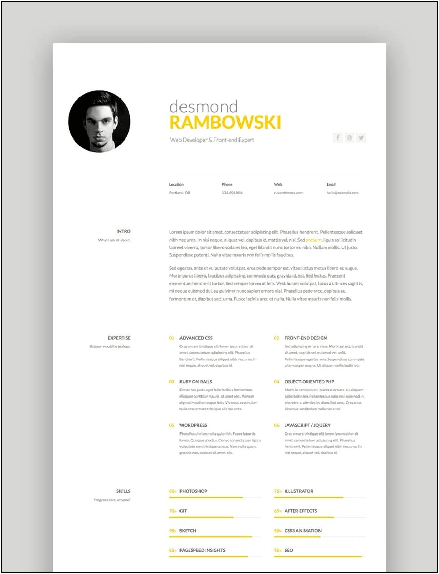 Html And Css Cv Resume Templates