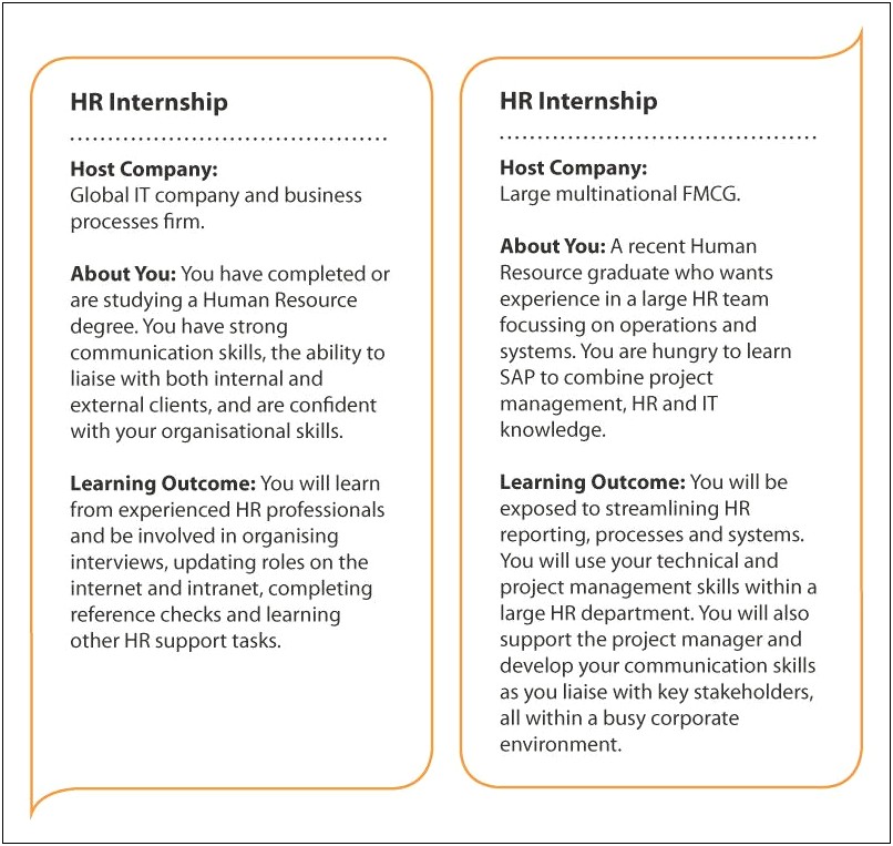 Human Resources Internship Skills For Resume