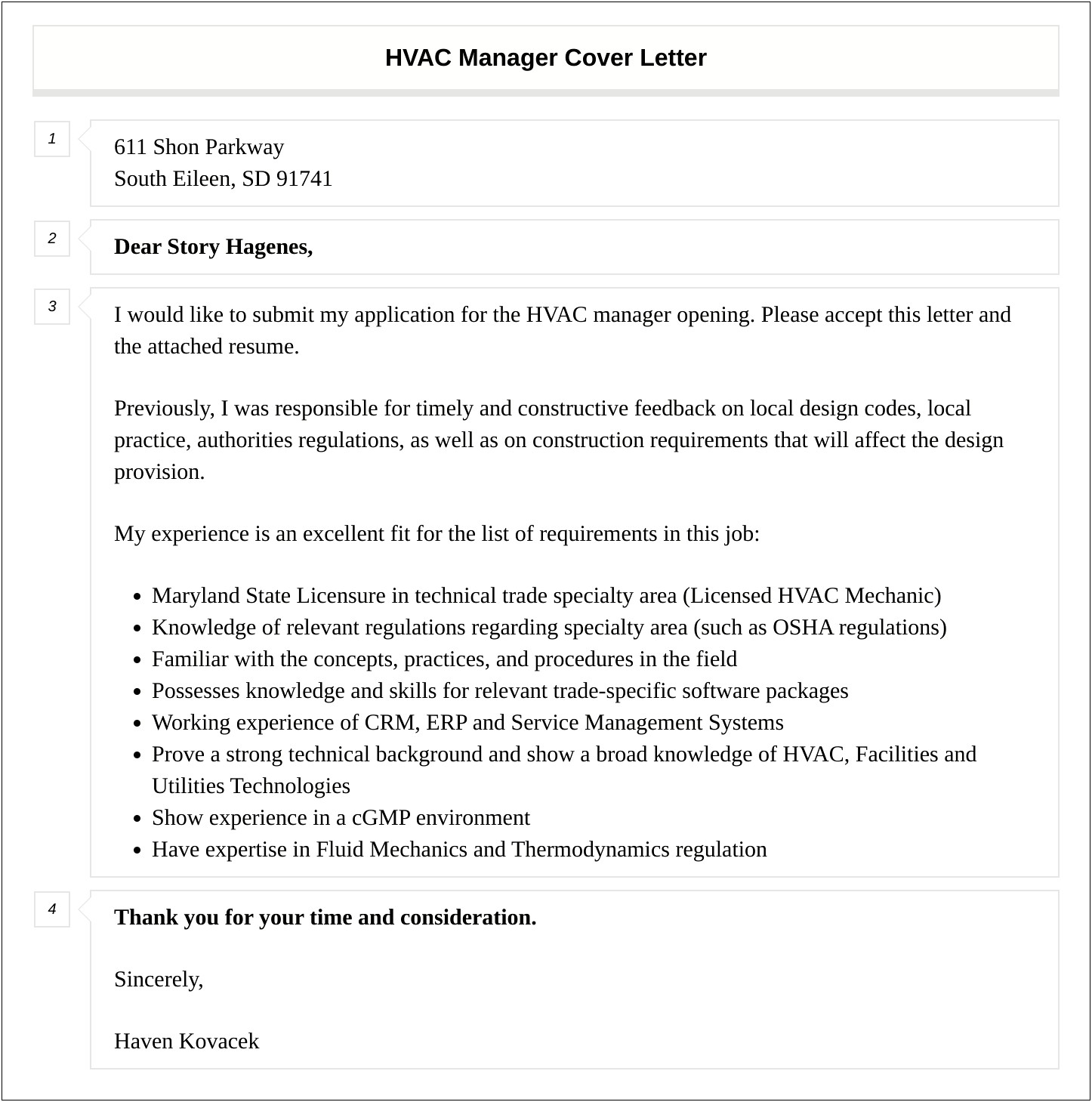 Hvac Service Manager Resume Cover Letter