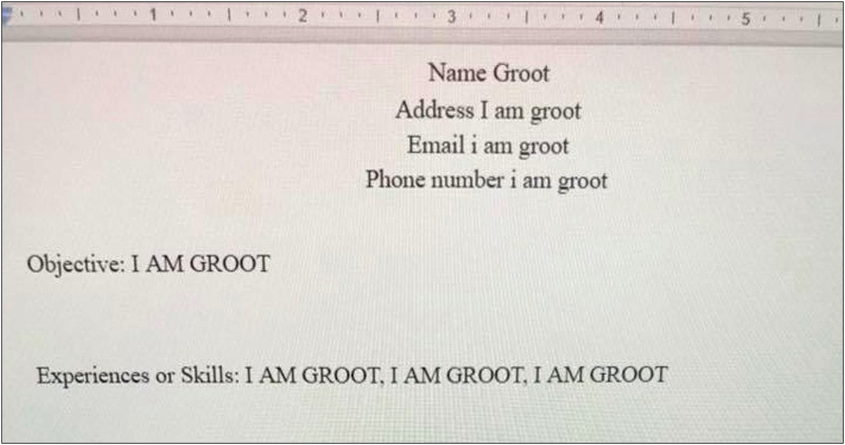 I Am Groot Resume And Cover Letter