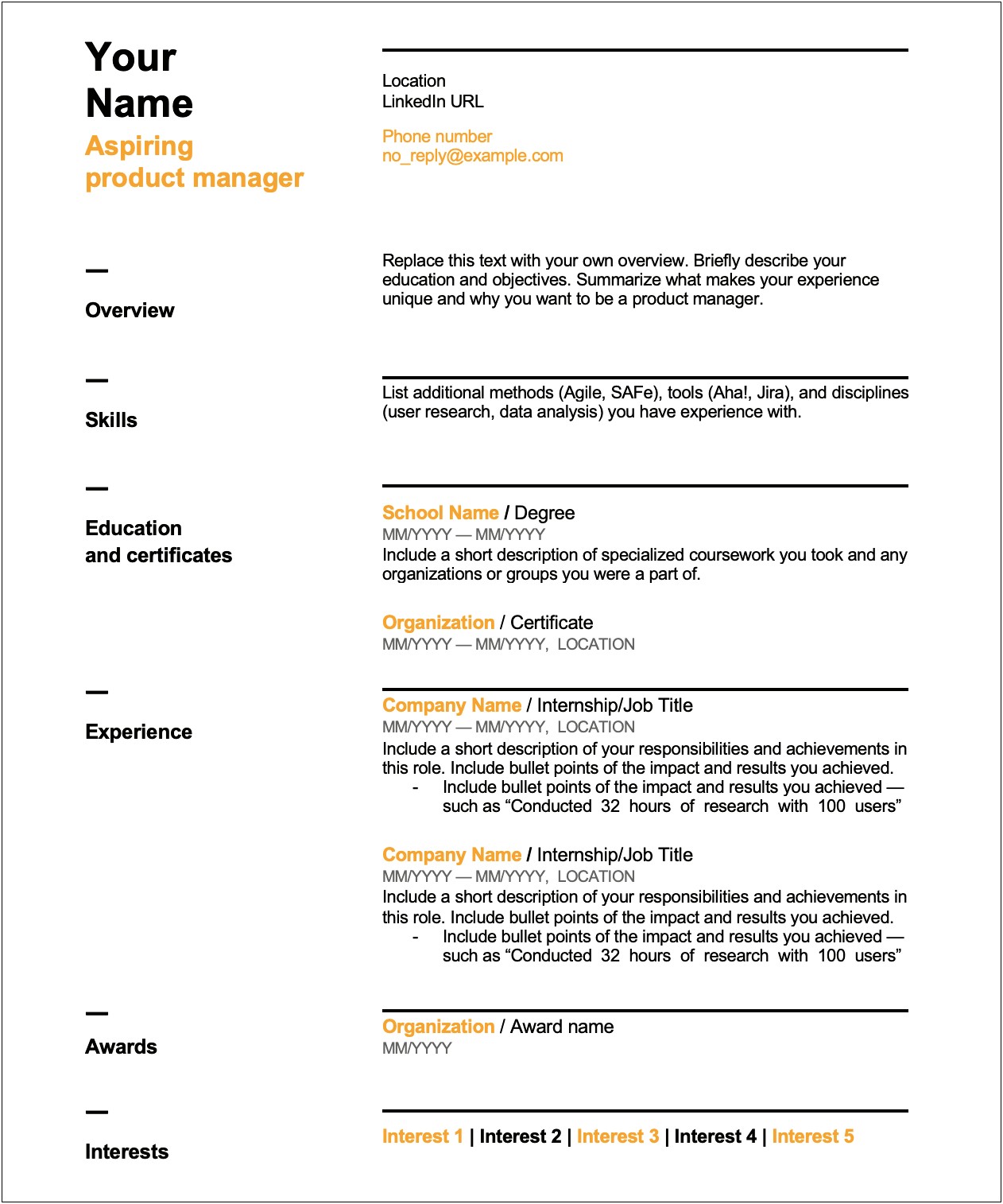 Ideas To Put On A Resume For Manager