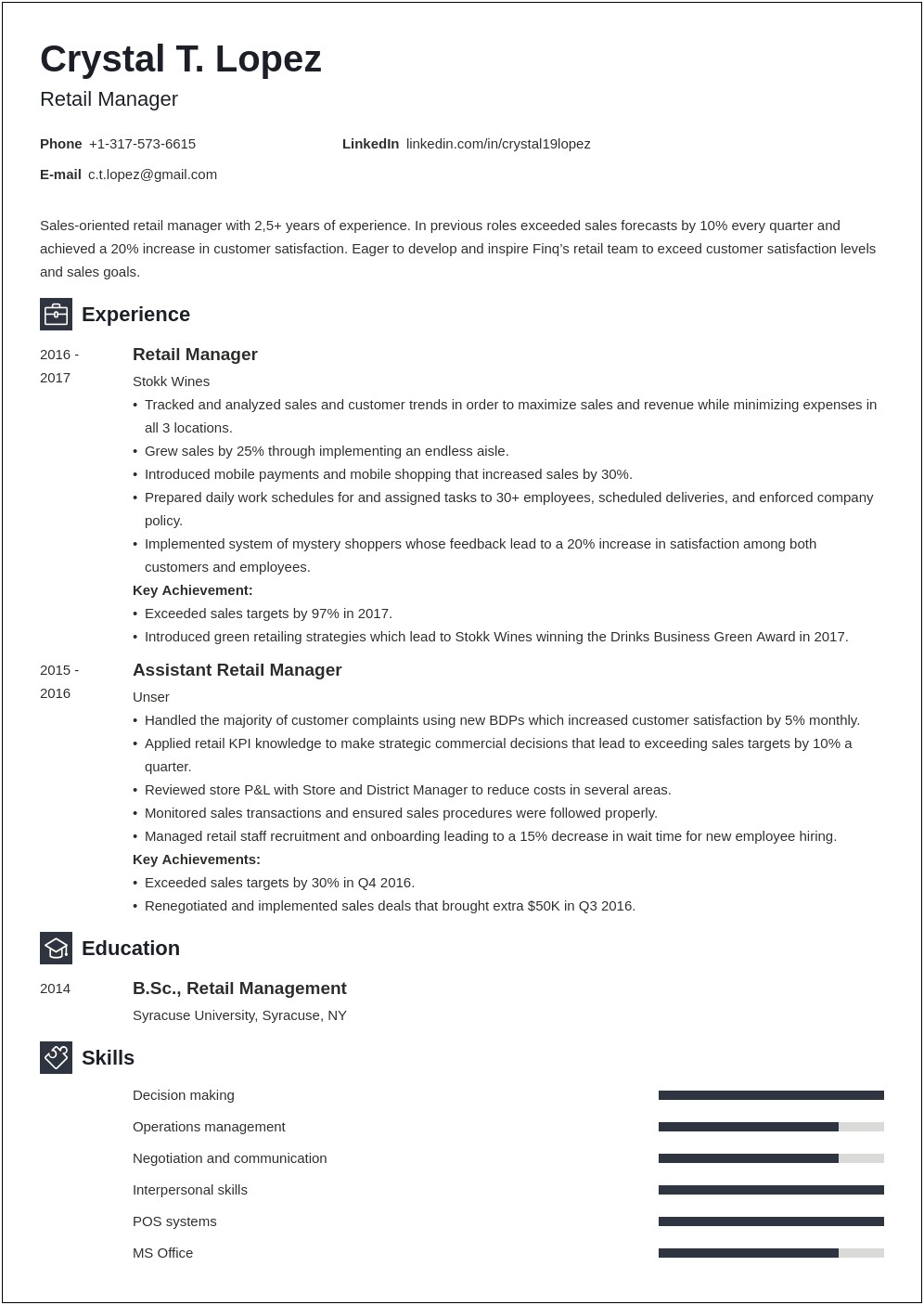 In Store Branch Manager Ii Resume Samples