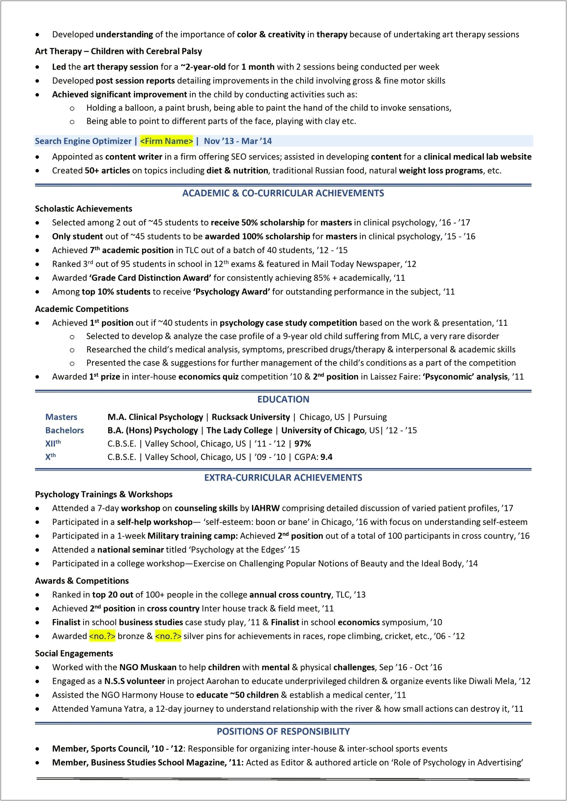 Include Professional Experience In Scholarship Resume