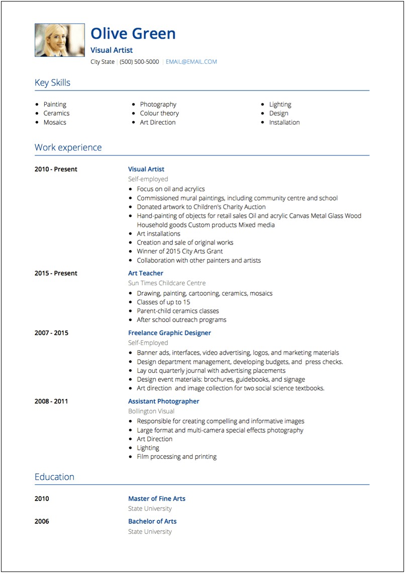 Including Art Samples In Artist Resume