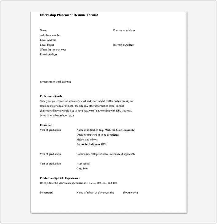 Indeed Sample Resume Download For Intership