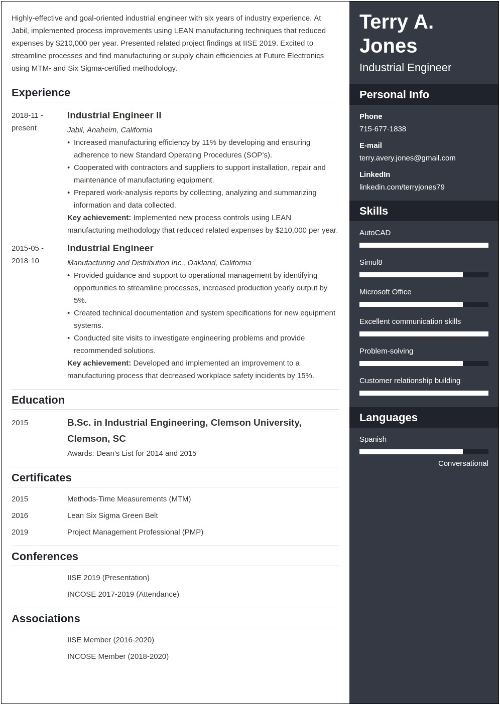 Industrtrial Engineering Entry Level Resume Objective