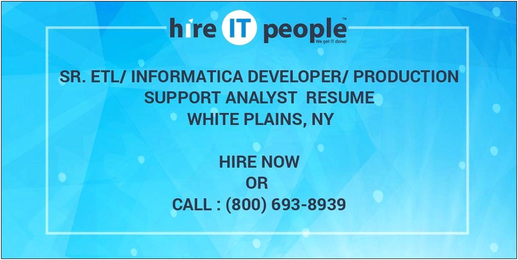 Informatica With Hl7 Experience Resume Summary