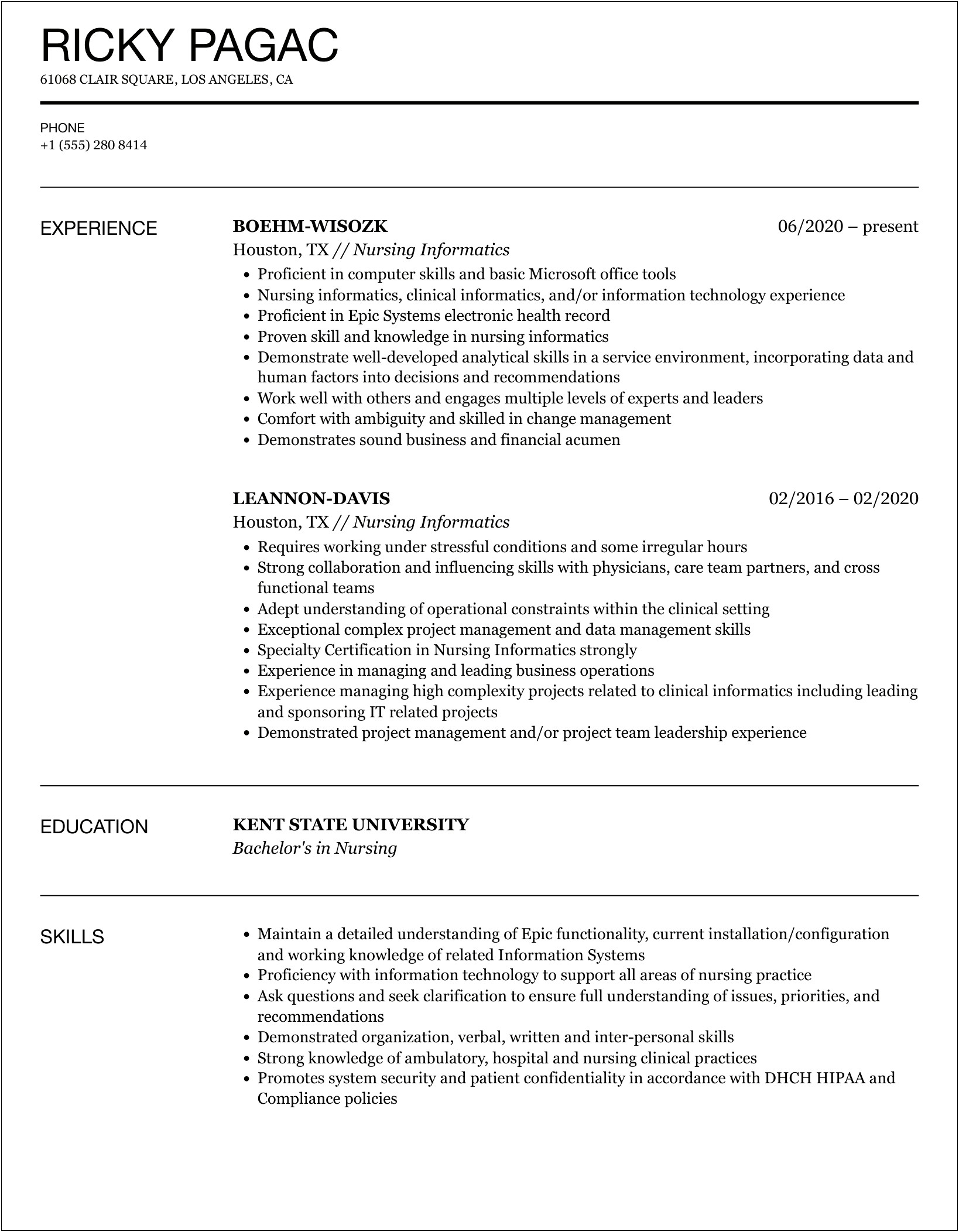 Informatics Nurse Resume Great Sample Resume