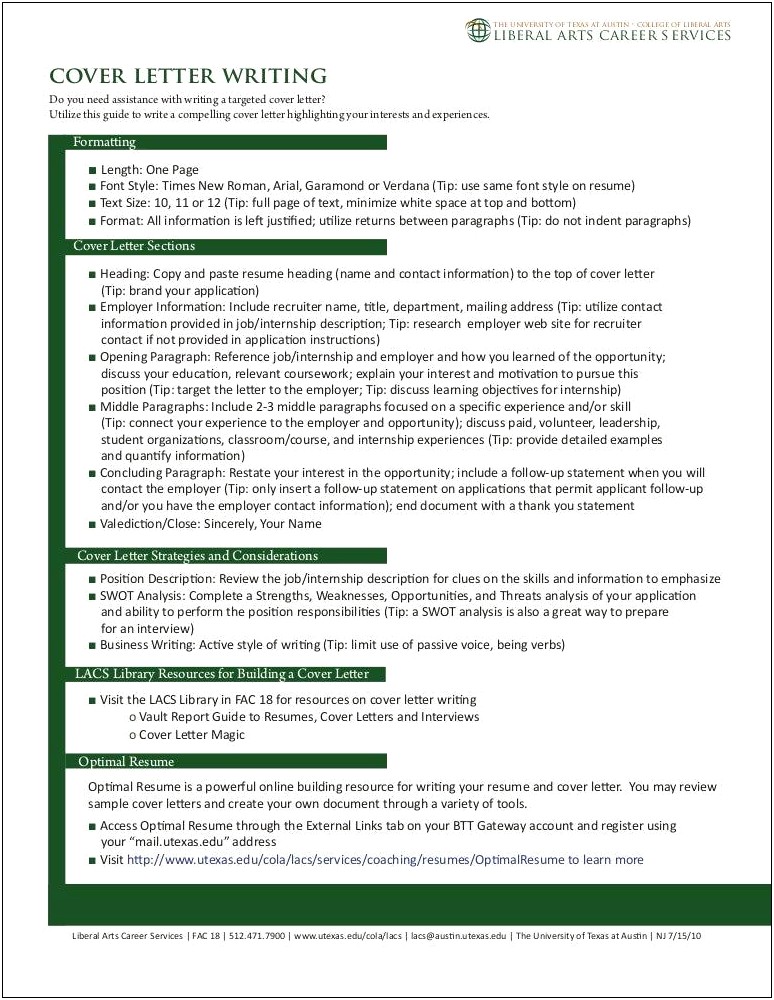 Information On A Resume Cover Letter