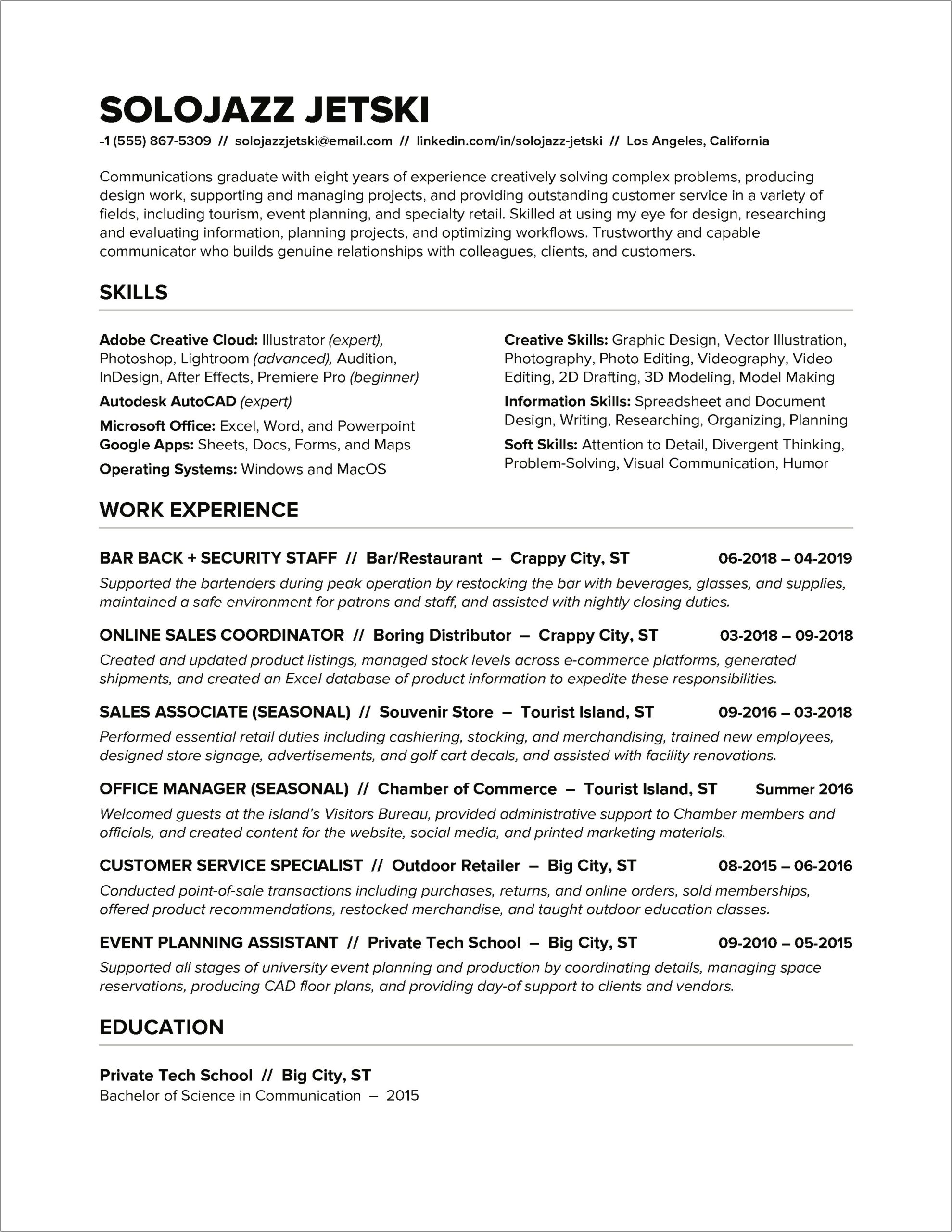 Information To Put On A Resume