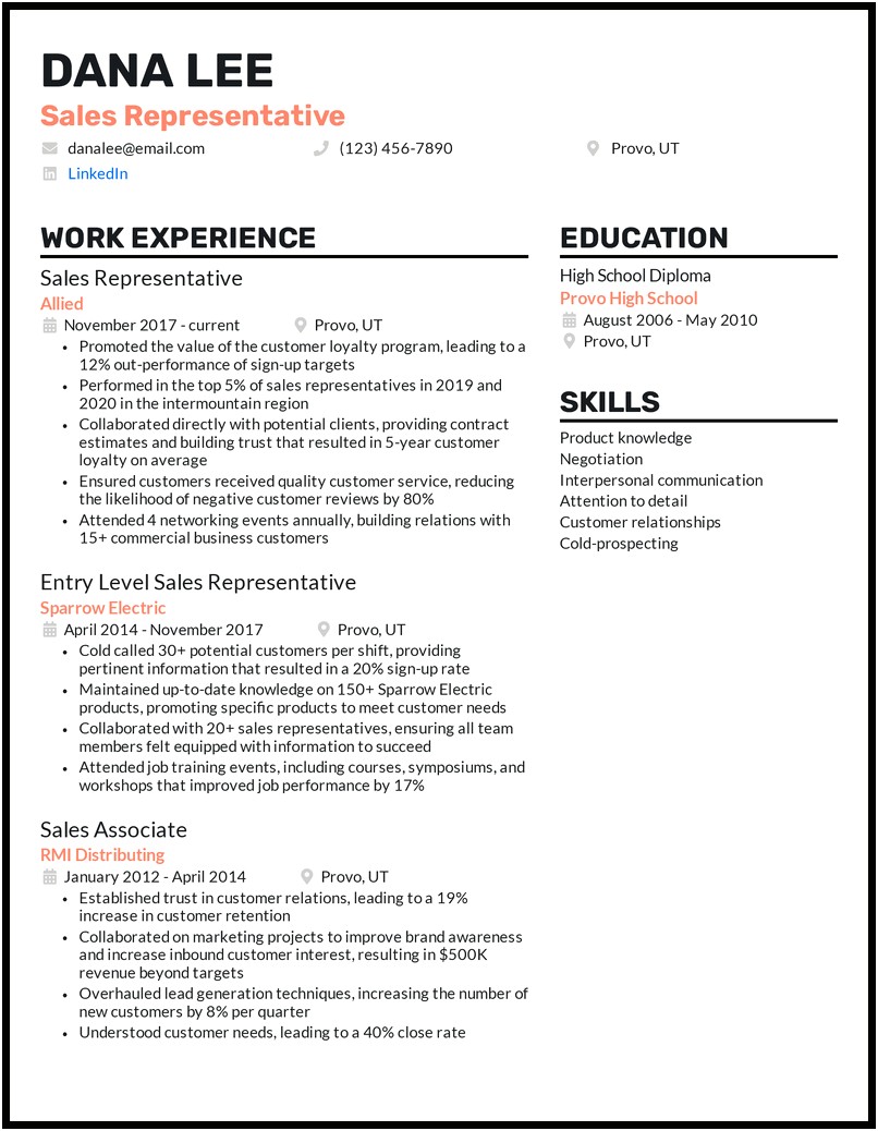 Innovative Resume Examples For Sales Jobs