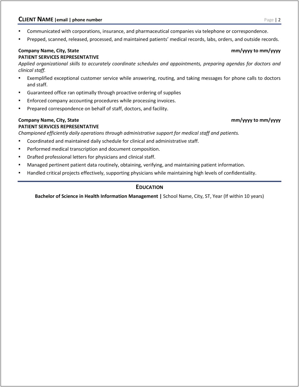 Insurance Verification Job Description For Resume