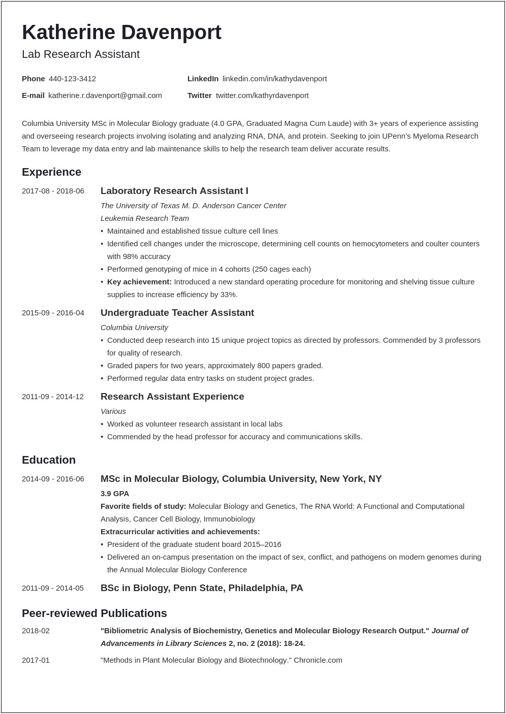 Interests To Put On A Students Resume Examples