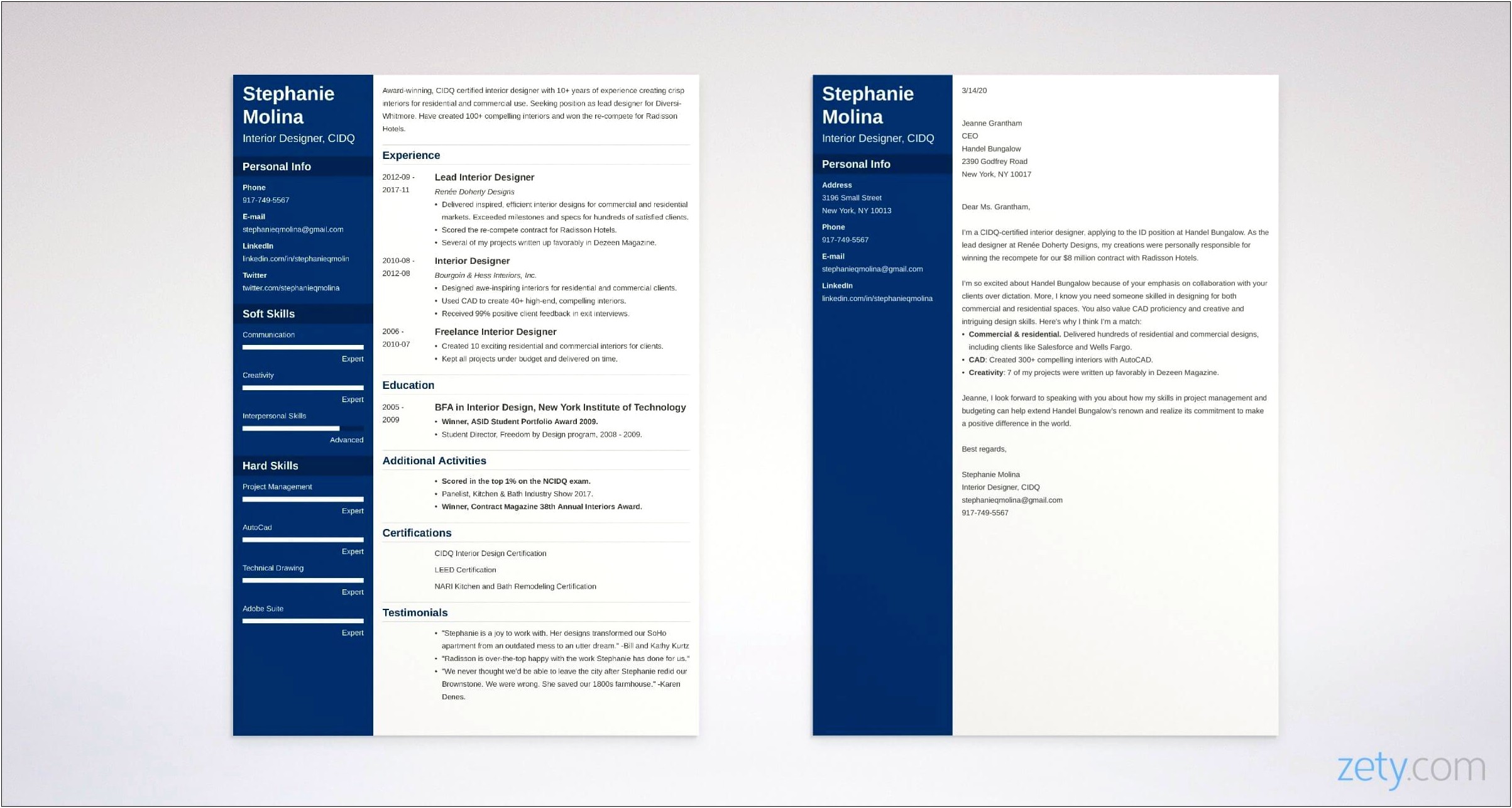 Interior Design Resume Cover Letter Examples