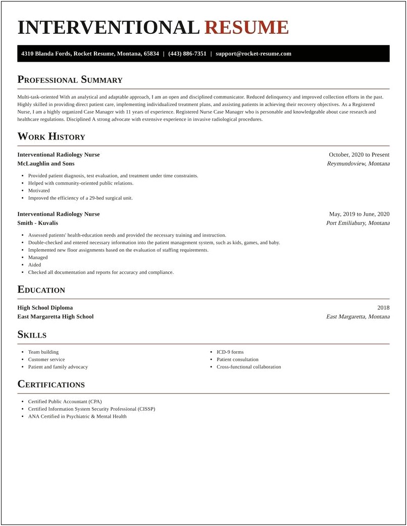 Interventional Radiology Nurse Practitioner Resume Sample