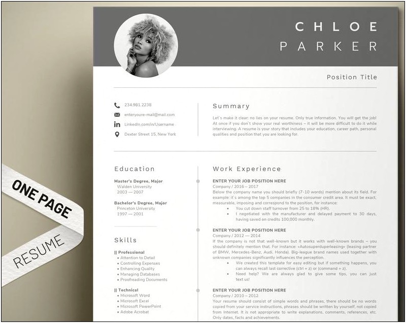 Is A One Page Resume The Best 2017