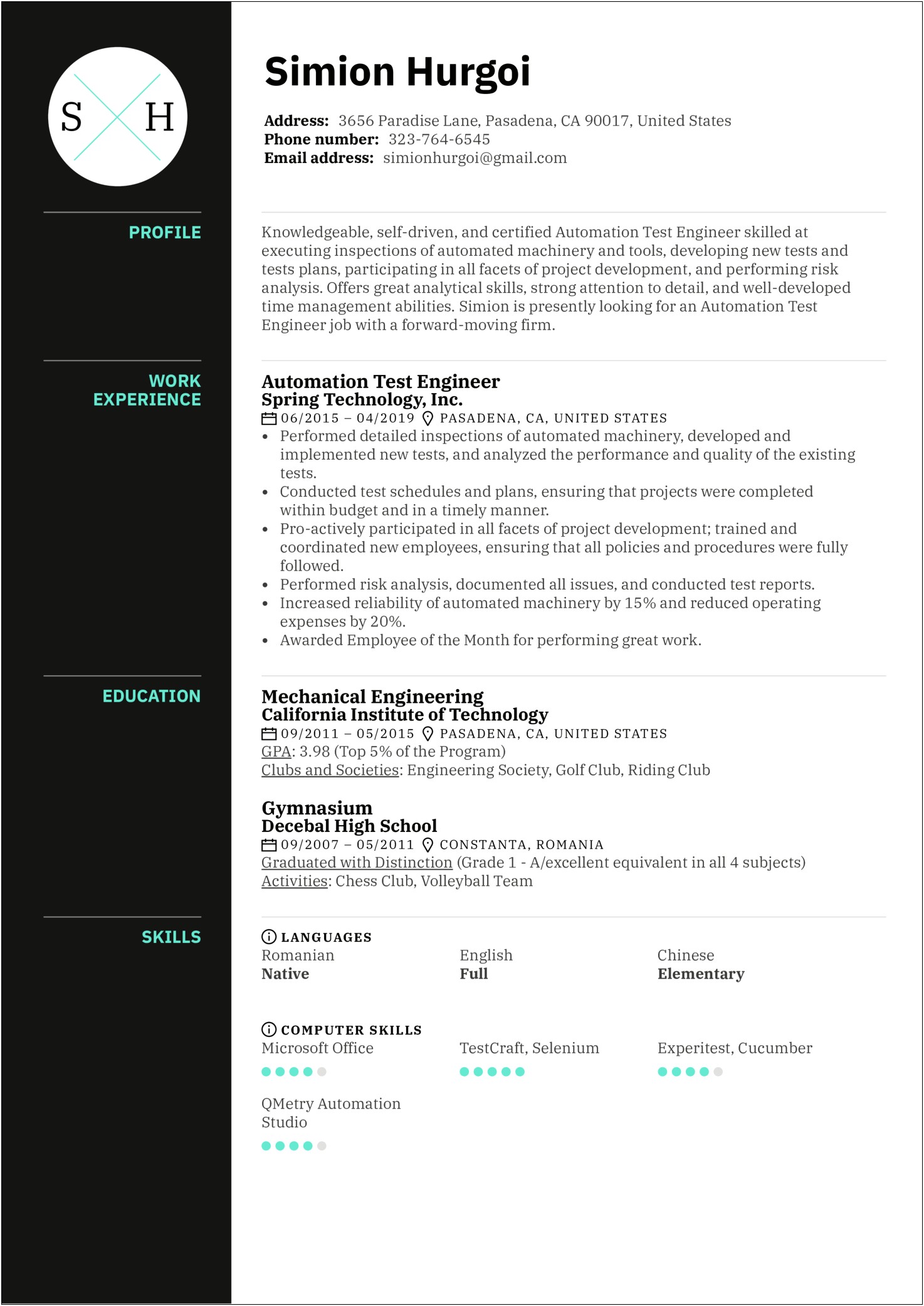 It Computer Test Engineer Sample Resumes