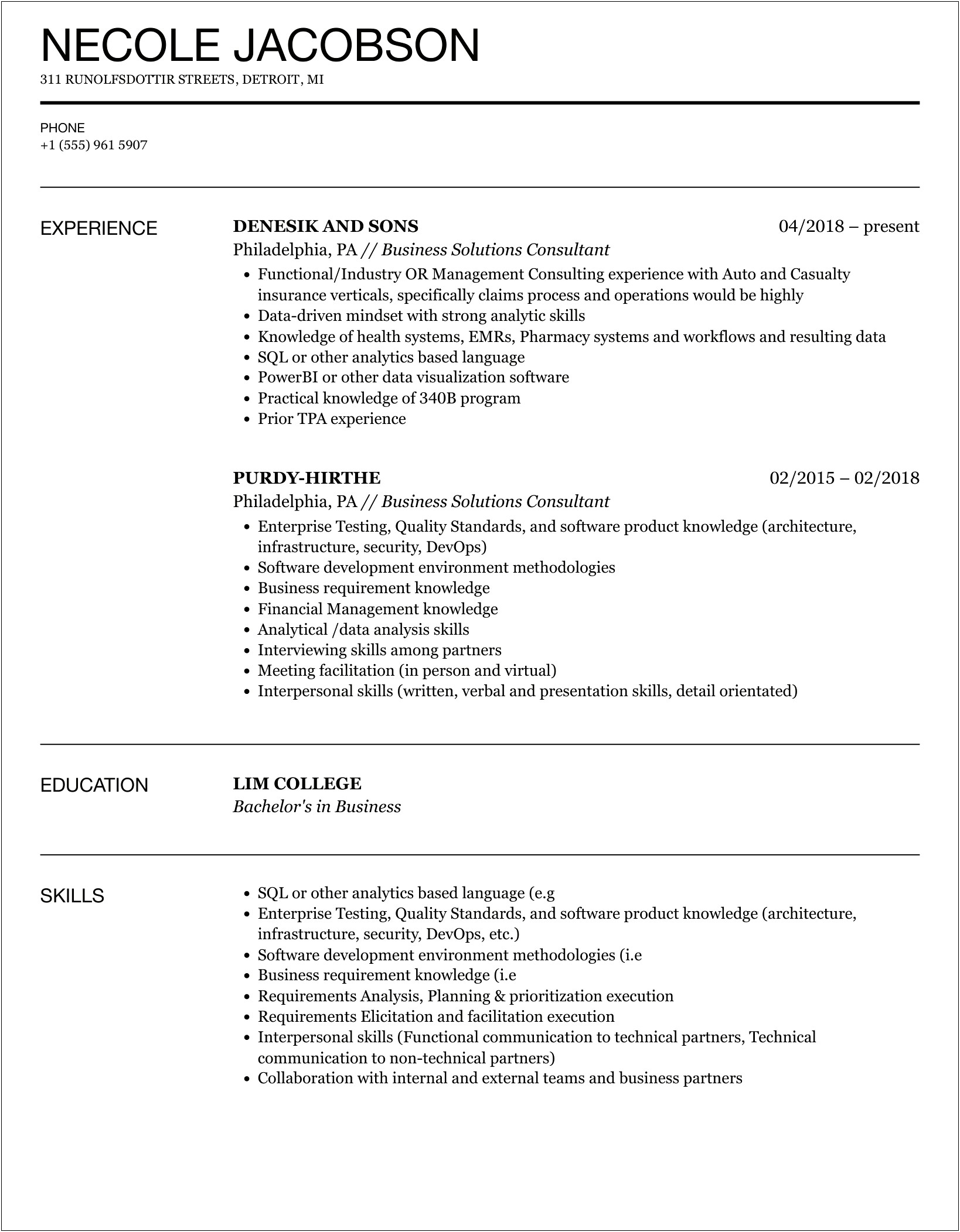 It Director Solution Consultant Manager Resume