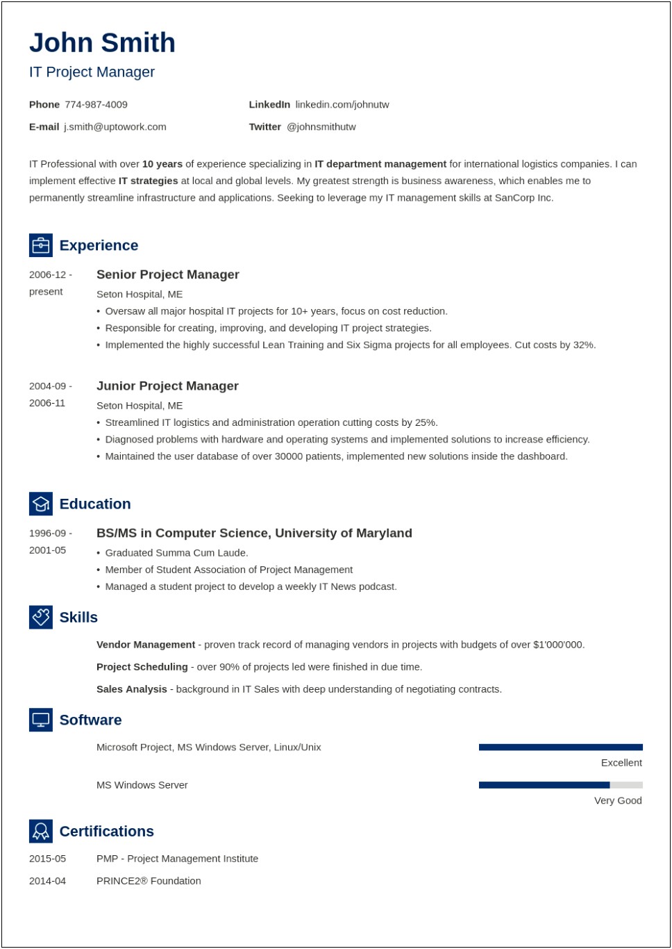It Professional Resume Samples For Freshers