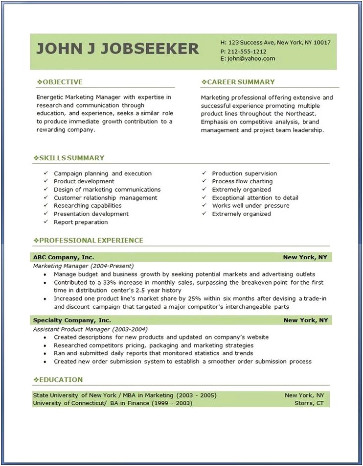 It Professional Resume Template Free Download