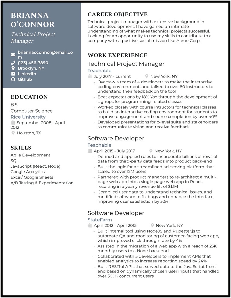 It Prokect Manager Description Profile Resume