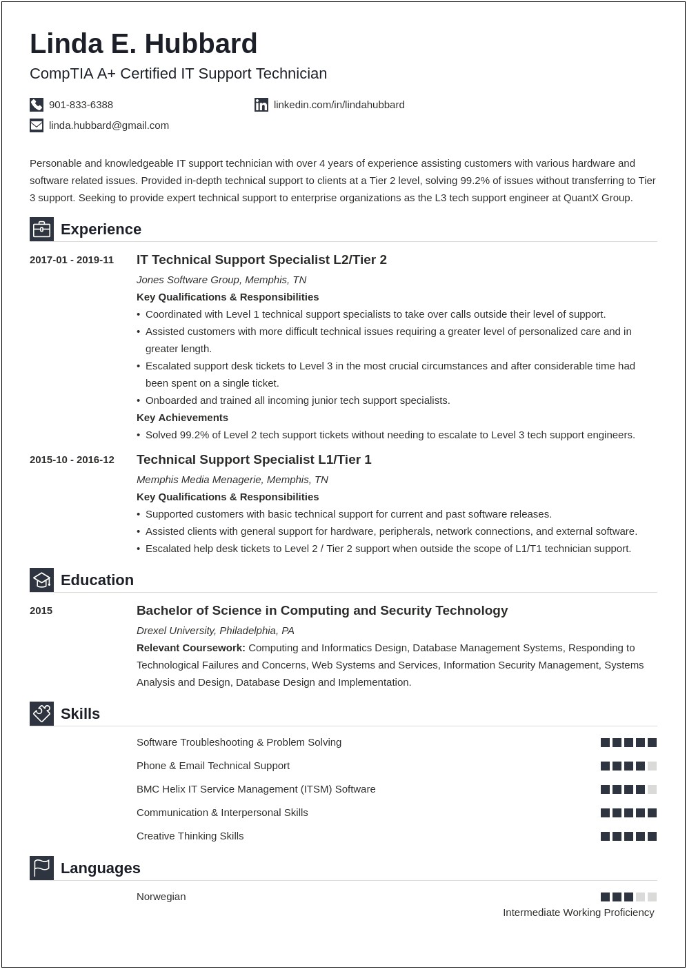 Itil Resume With One Year Experience