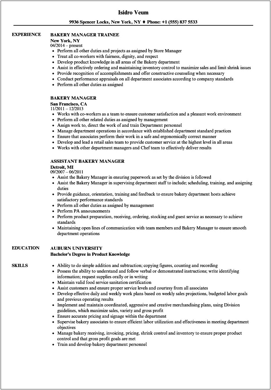 Jack In The Box Manager Resume