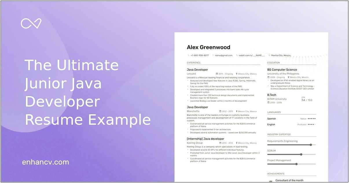Java Developer Resume 3 Years Experience Format