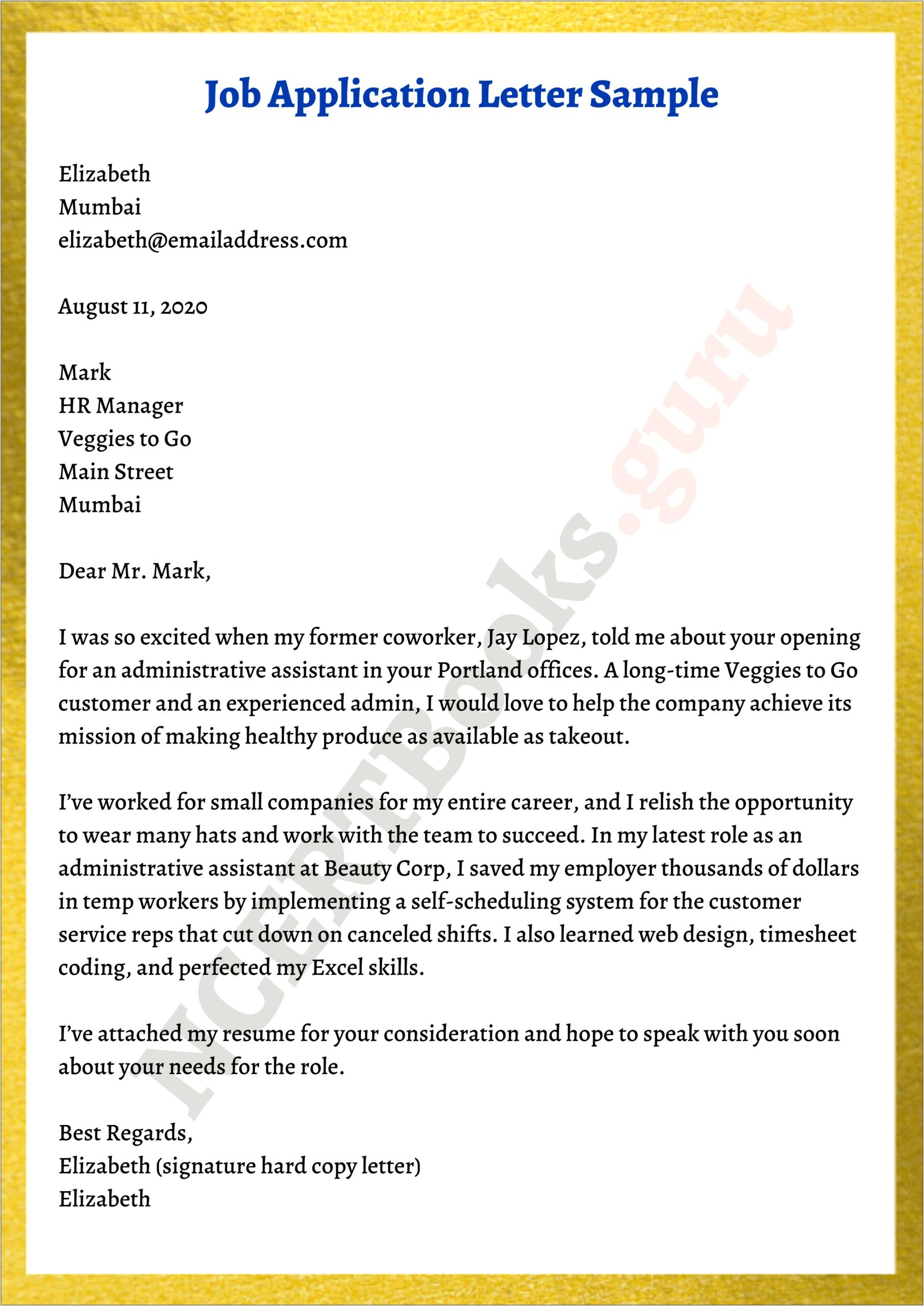 Job Application Letter And Resume Writing