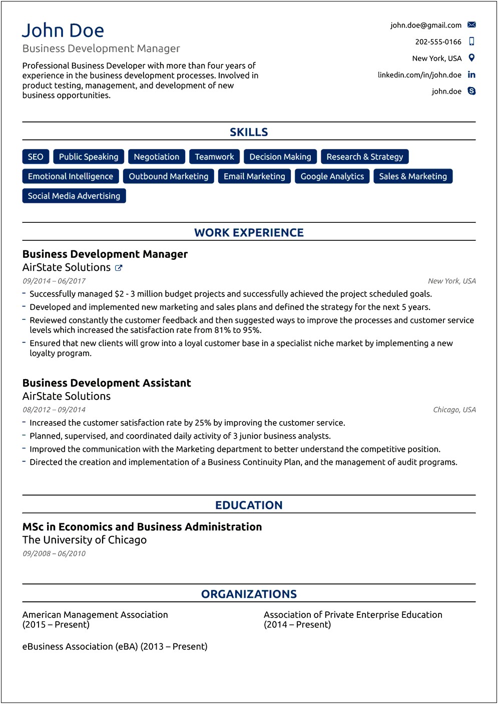 Job Application Work Experience Resume Sample