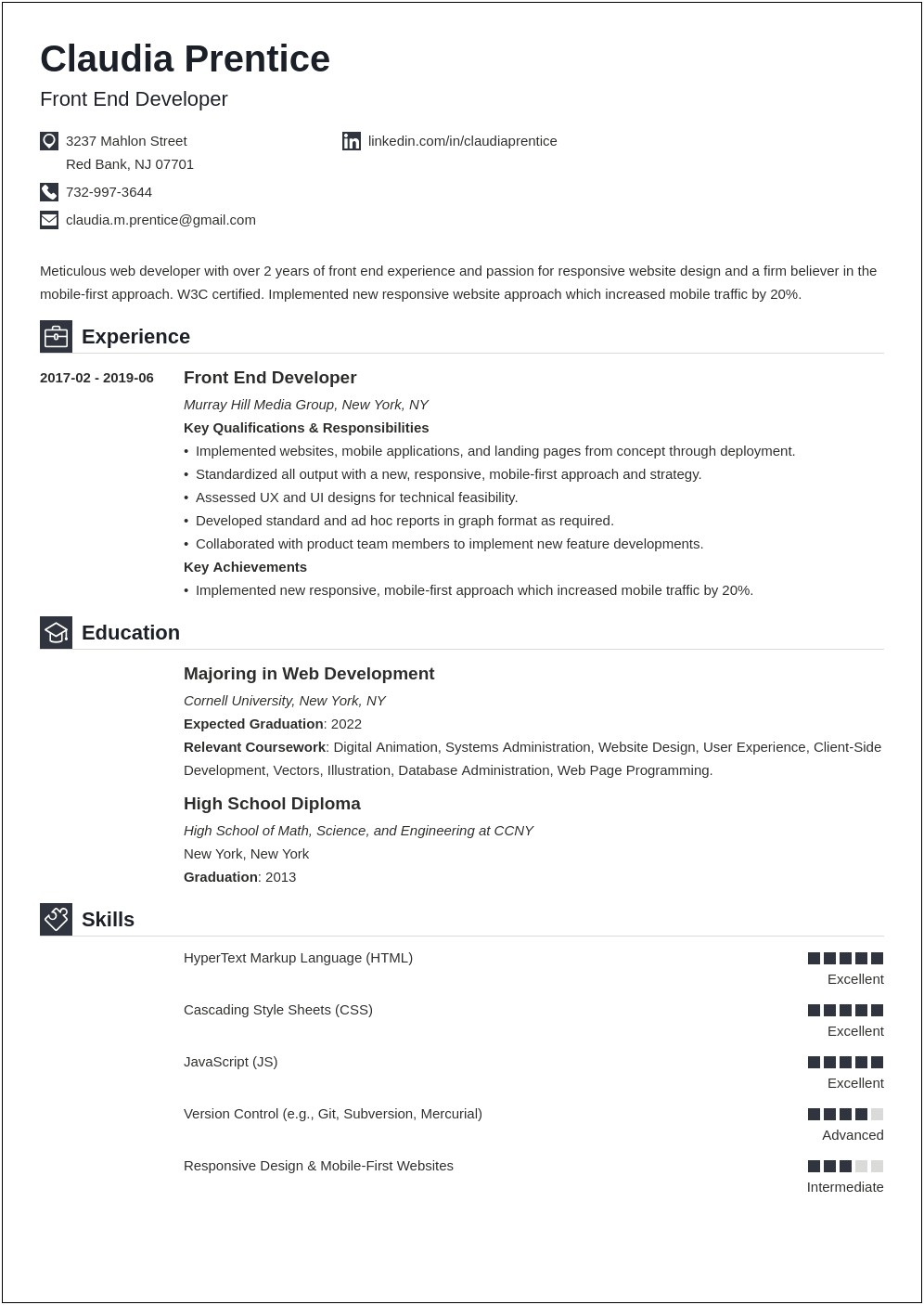 Job Description For Front End Manager For Resume