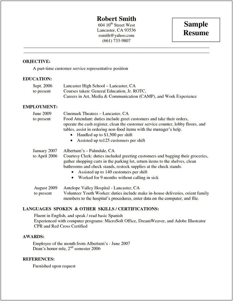 Job Description For Resume Courtesy Clerk