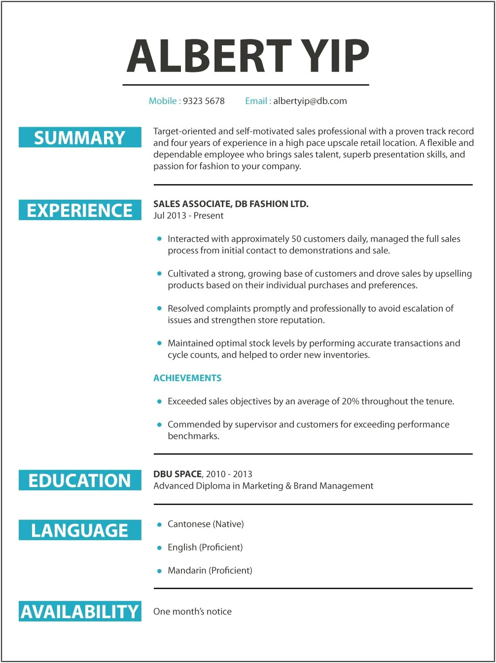 Job Description For Retail For Resume