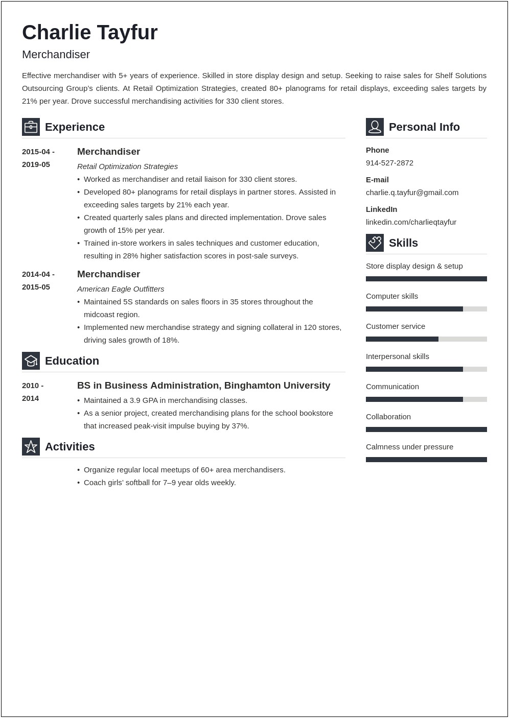 Job Description Of Merchandiser For Resume