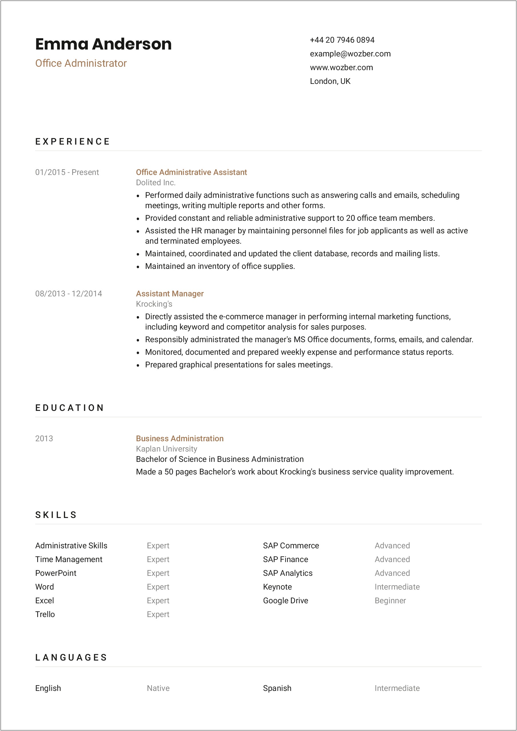 Job Name Working Behind Sales Counter Resume