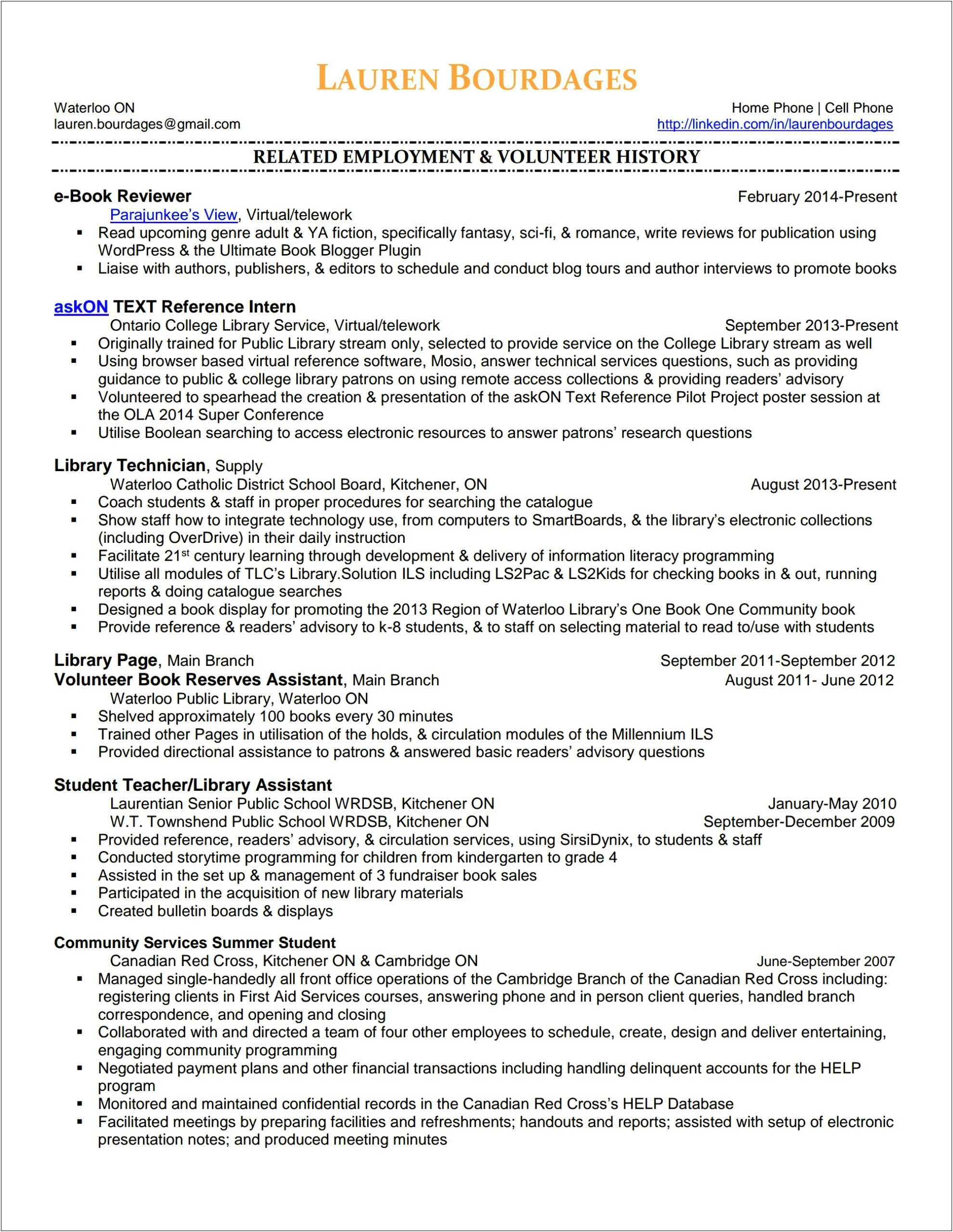 Job Objectives Childrens Library Manager Resume