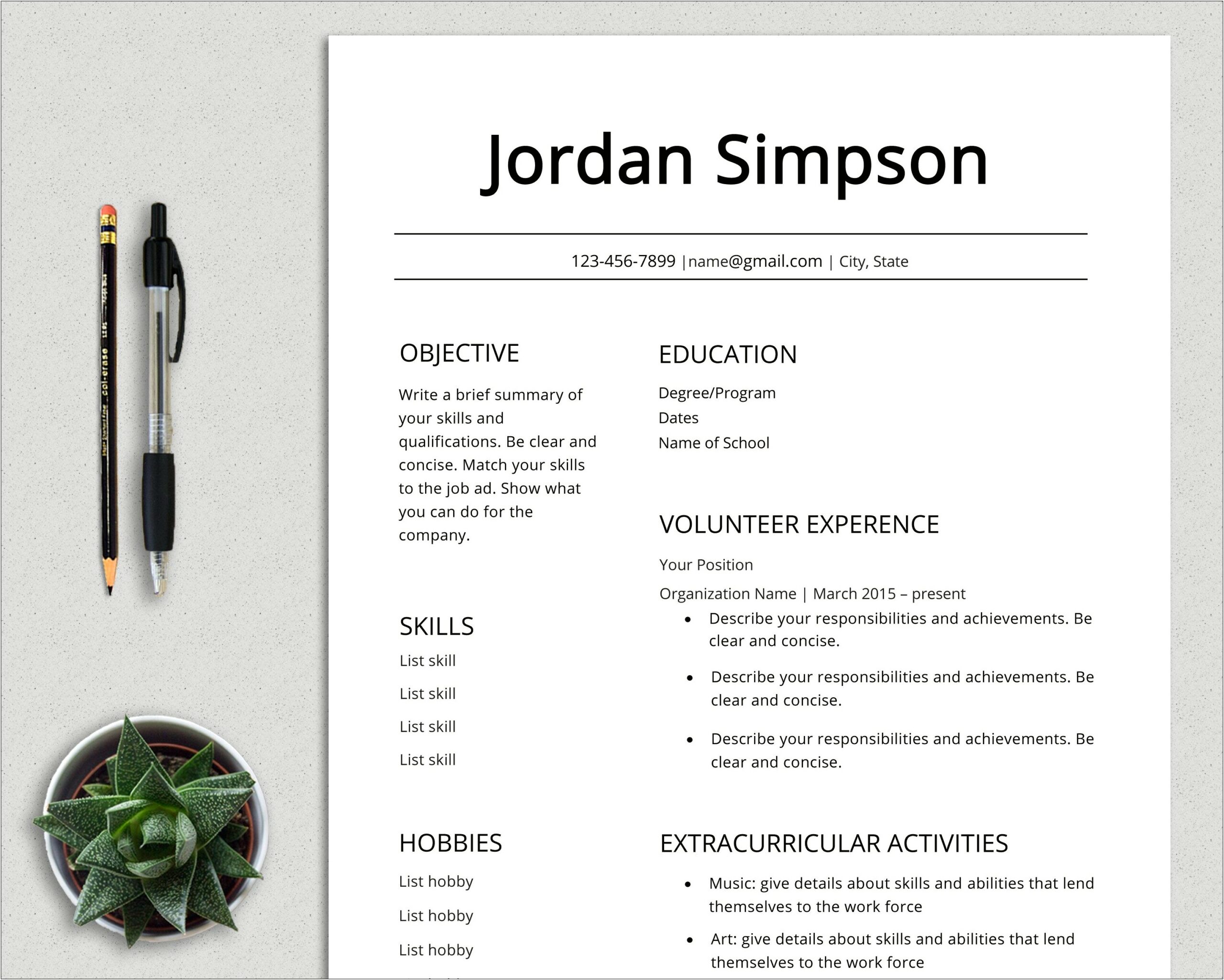 Job Resume Format High School Students